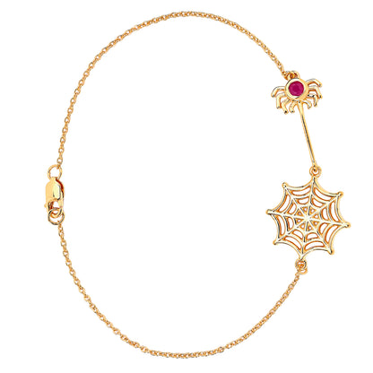 Ruby Spider Bracelet 0.12 Carats Gold Plated Silver