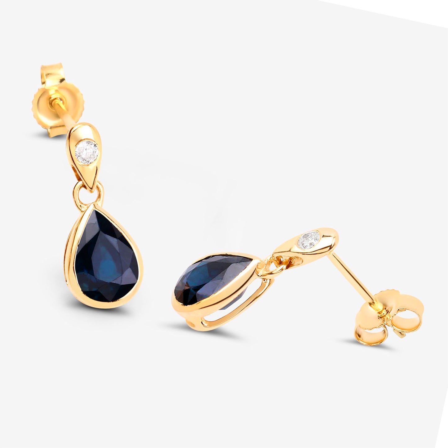 Blue Sapphire Dangle Earrings Diamonds 1.64 Carats 10K Yellow Gold