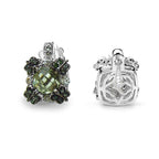 Green Amethyst Earrings With White Sapphire 2.86 Carats Sterling Silver