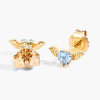 Blue Topaz Bat Stud Earrings 0.38 Carats Gold Plated Silver