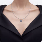 Blue Sapphire Pendant With Diamonds 3.48 Carats 18K White Gold