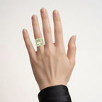 Lemon Quartz Ring With Peridot 9.32 Carats Sterling Silver