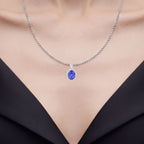 Tanzanite Pendant With Diamonds 4.62 Carats 14K White Gold