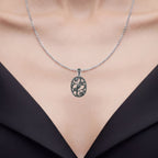Blue Diamond Flower Pendant 0.2 Carats Sterling Silver
