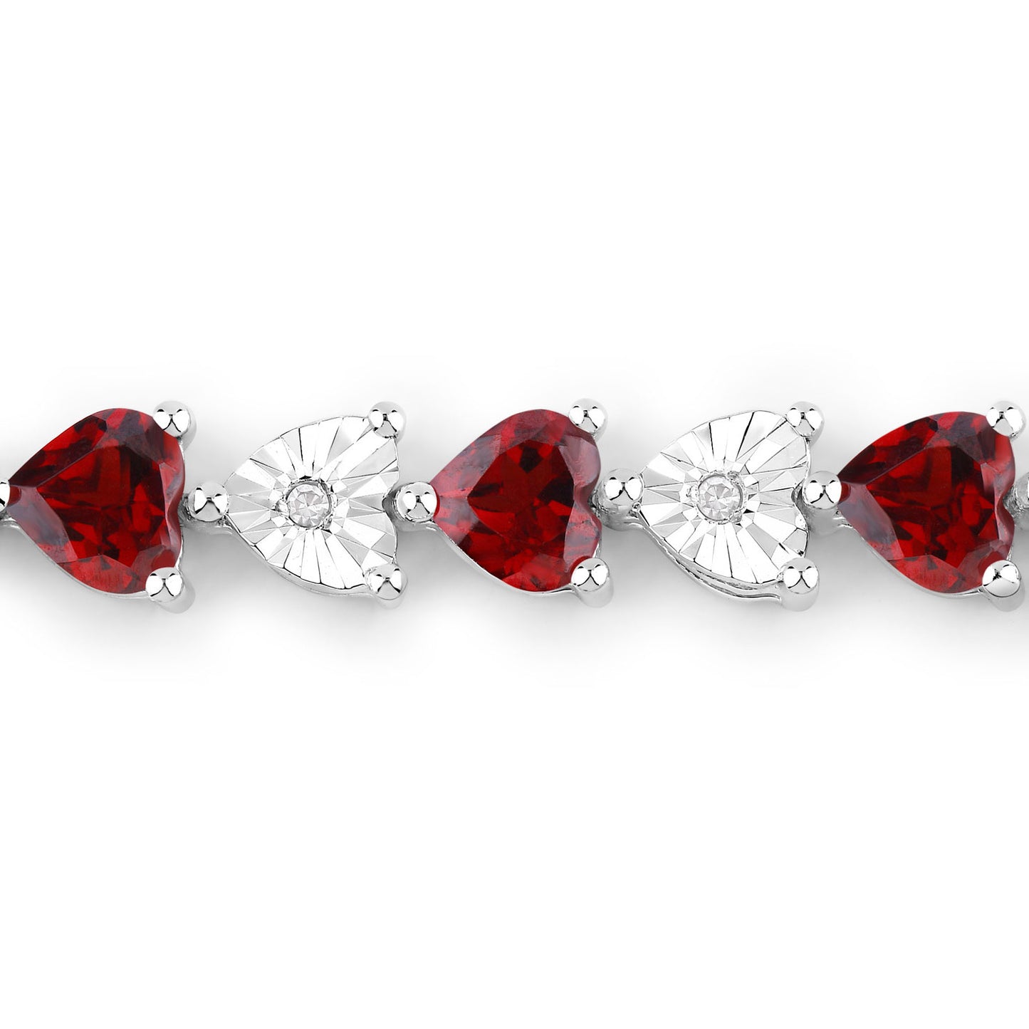 Garnet Tennis Bracelet With Diamonds 7.6 Carats Sterling Silver