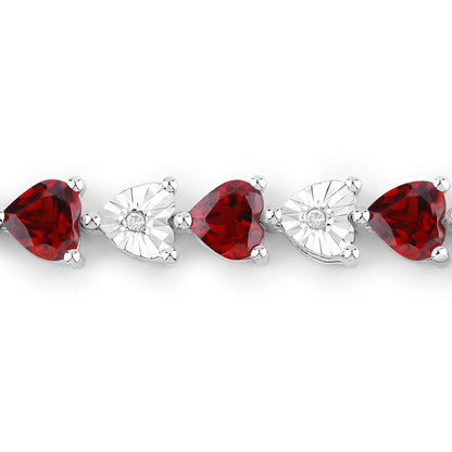Garnet Tennis Bracelet With Diamonds 7.6 Carats Sterling Silver