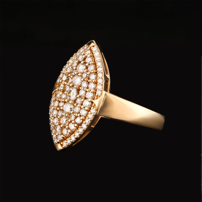 Light Brown Diamond Cluster Ring 0.77 Carats 9K Yellow Gold