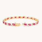 Ruby Bracelet With Diamonds 7.74 Carats 10K Yellow Gold