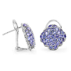 Tanzanite Cluster Stud Earrings 3.12 Carats Sterling Silver