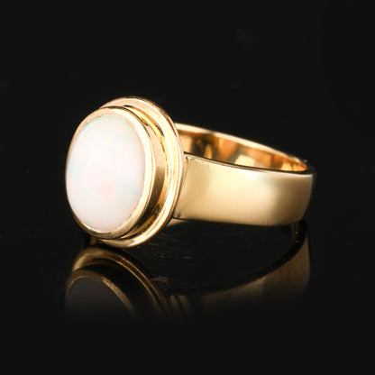 Natural Ethiopian Opal Ring 1.69 Carats Gold Plated Silver