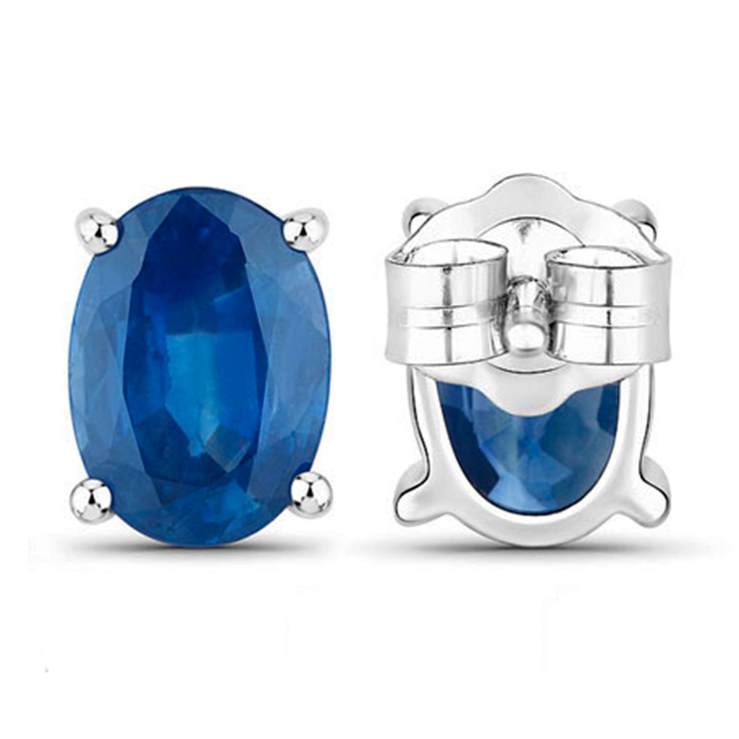 Blue Sapphire Earrings 1.88 Carats 14K White Gold