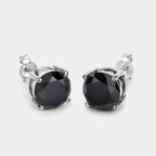 Black Diamond Earrings 3.06 Carats 14K White Gold