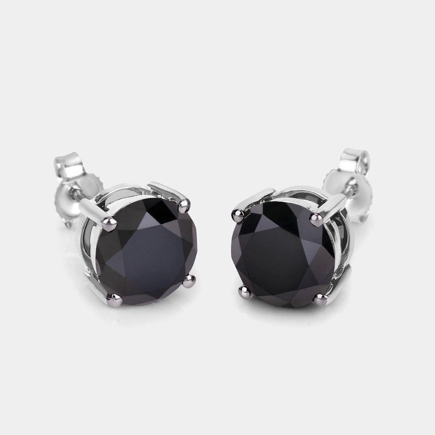 Black Diamond Earrings 3.06 Carats 14K White Gold
