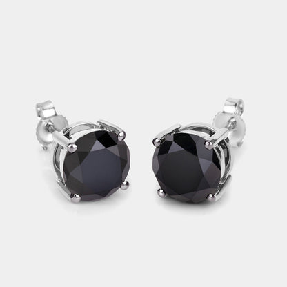 Black Diamond Earrings 3.06 Carats 14K White Gold