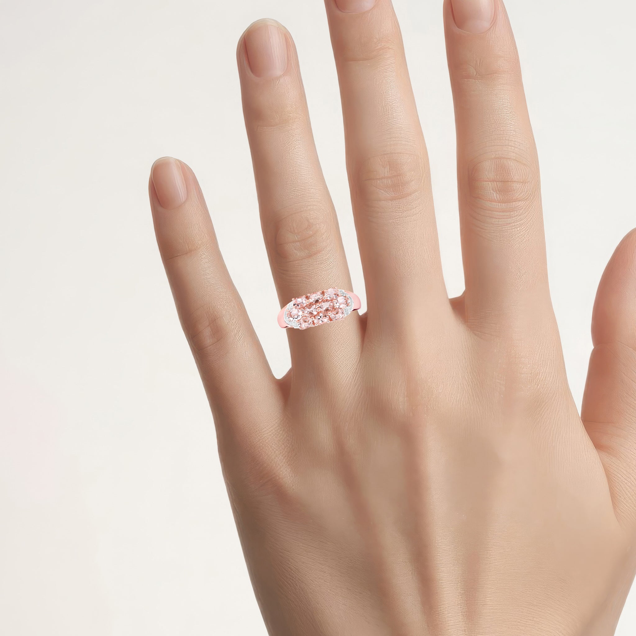 Morganite Ring 1.48 Carats Gold Plated Silver