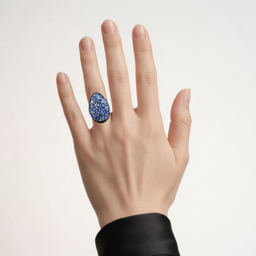 Tanzanite Ring With Black Spinel 5.38 Carats Sterling Silver