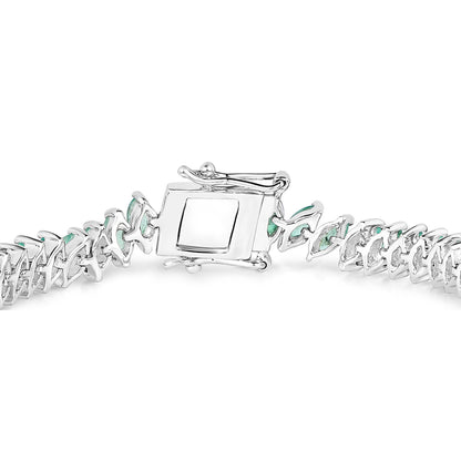 Emerald Bracelet Marquise Cut 6.8 Carats Sterling Silver