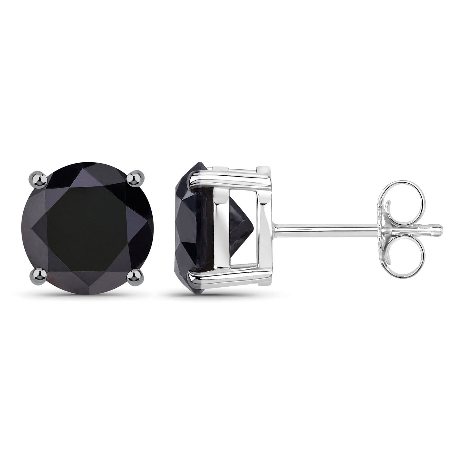 Black Diamond Earrings 3.46 Carats 14K White Gold