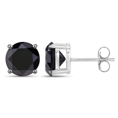 Black Diamond Earrings 3.46 Carats 14K White Gold