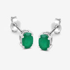 Zambian Emerald Stud Earrings 0.86 Carats 10K White Gold