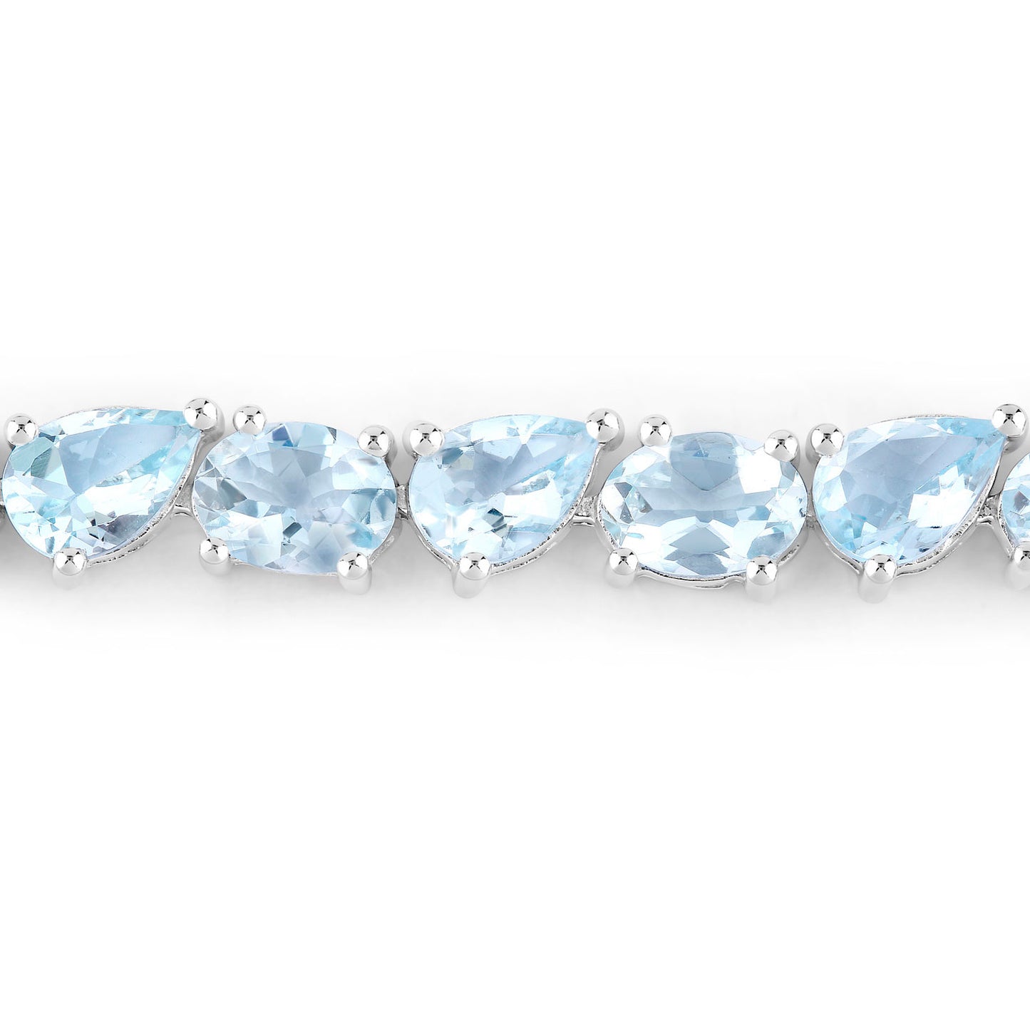 Aquamarine Tennis Bracelet 16.1 Carats Sterling Silver