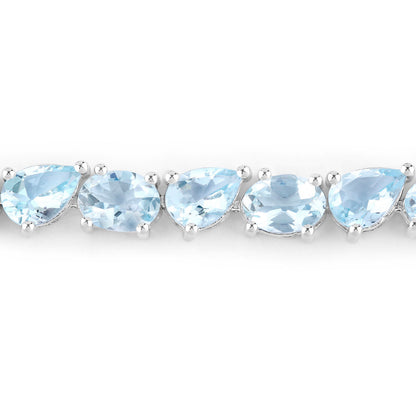 Aquamarine Tennis Bracelet 16.1 Carats Sterling Silver