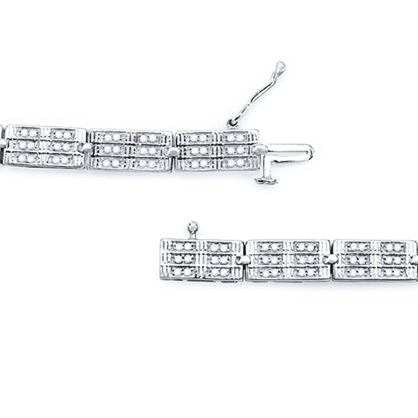 Diamond Bracelet 1.1 Carats 14K White Gold Plated Silver
