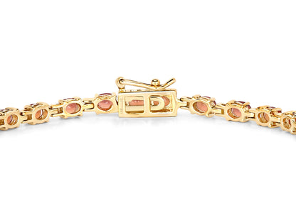 Natural Orange Sapphire Bracelet 6.98 Carats 14K Yellow Gold