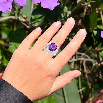 Amethyst Cocktail Ring White Topaz 8.45 Carats