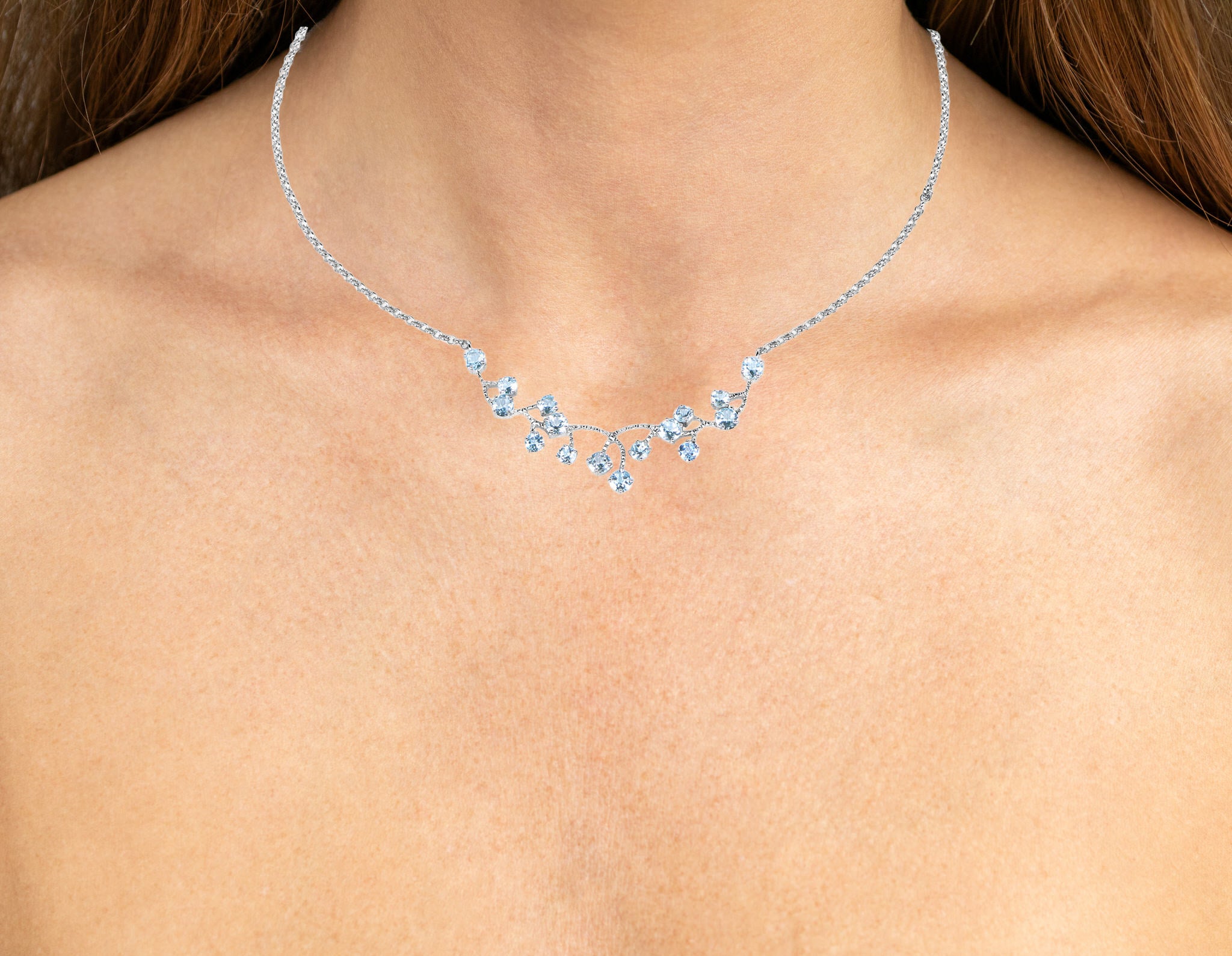 Blue Topaz Necklace 7.32 Carats Sterling Silver