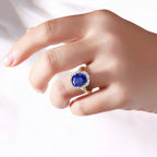 Blue Sapphire Ring With Diamonds 3.98 Carats 18K Yellow Gold