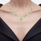 Peridot Flower Necklace 17.1 Carats Sterling Silver