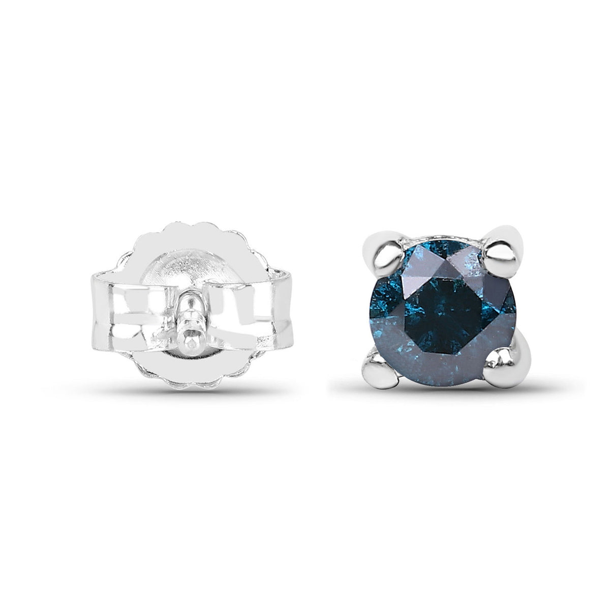 Blue Diamond Stud Earrings 0.2 Carats Sterling Silver