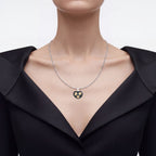 Citrine Heart Pendant With Black Spinel 3.16 Carats Sterling Silver