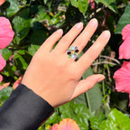 Natural Mixed Gemstones Ring 5.06 Carats Sterling Silver