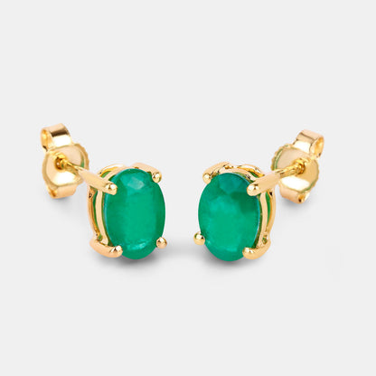 Zambian Emerald Earrings 1.42 Carats 10K Yellow Gold