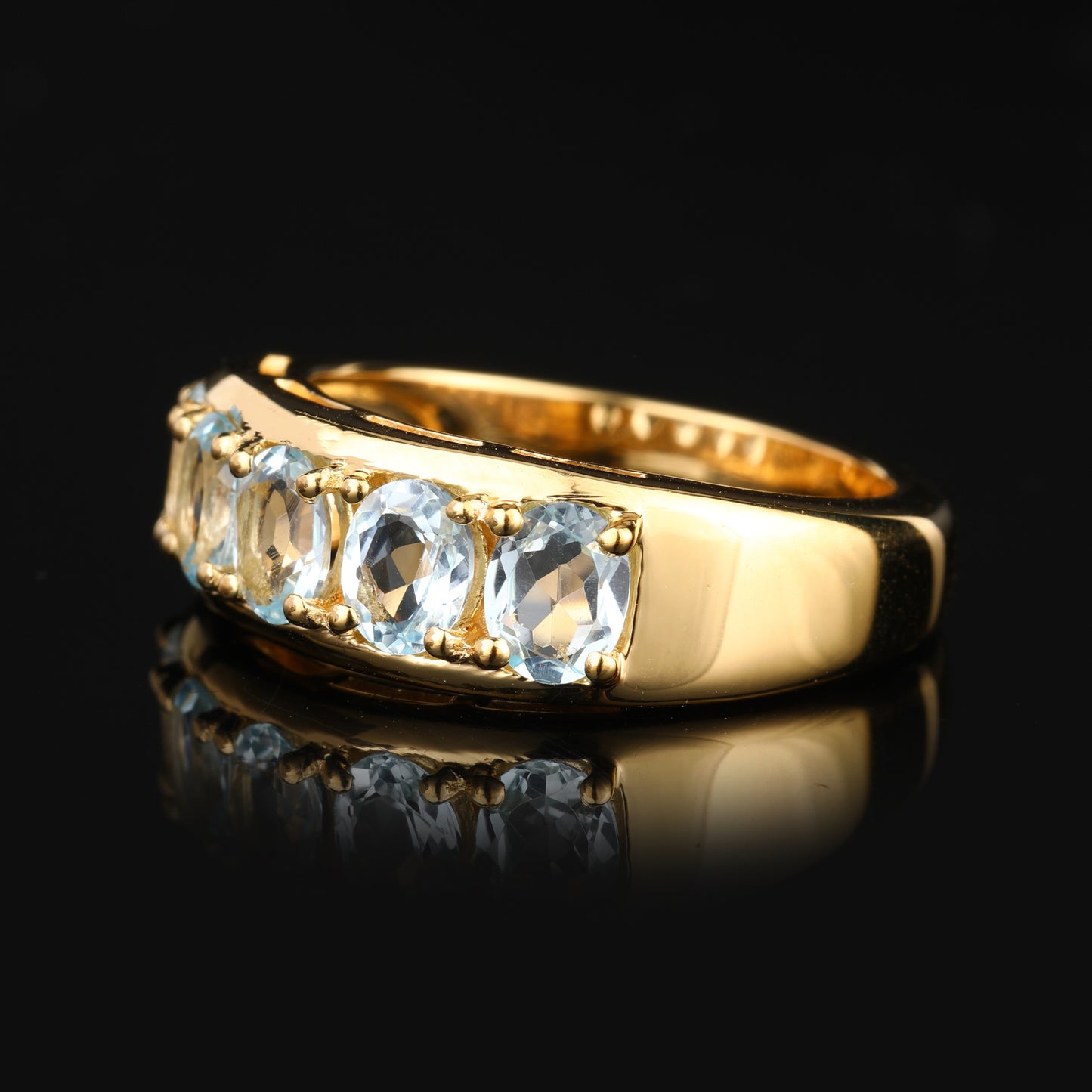 Sky Blue Topaz Ring 1.80 Carats Gold Plated Silver