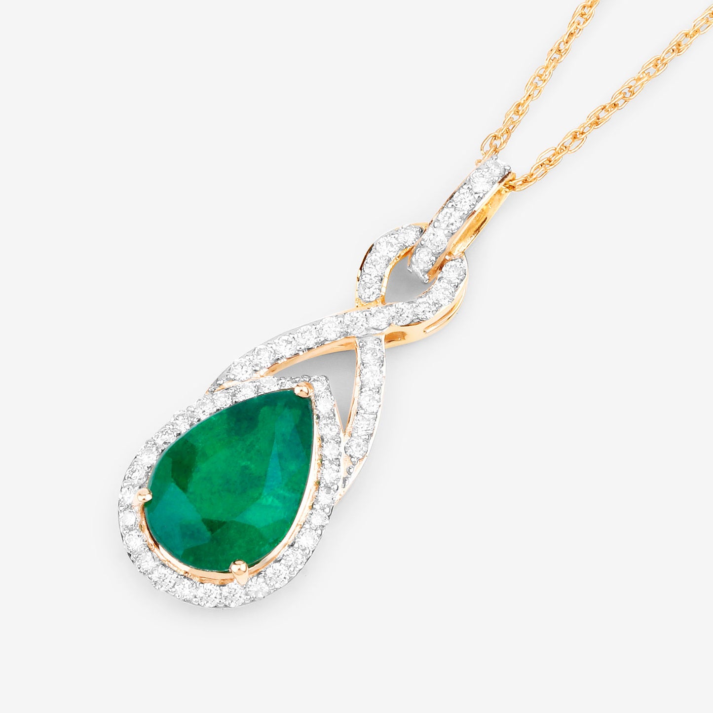 IGI Certified Zambian Emerald Pendant Necklace With Diamonds 1.75 Carats 14K