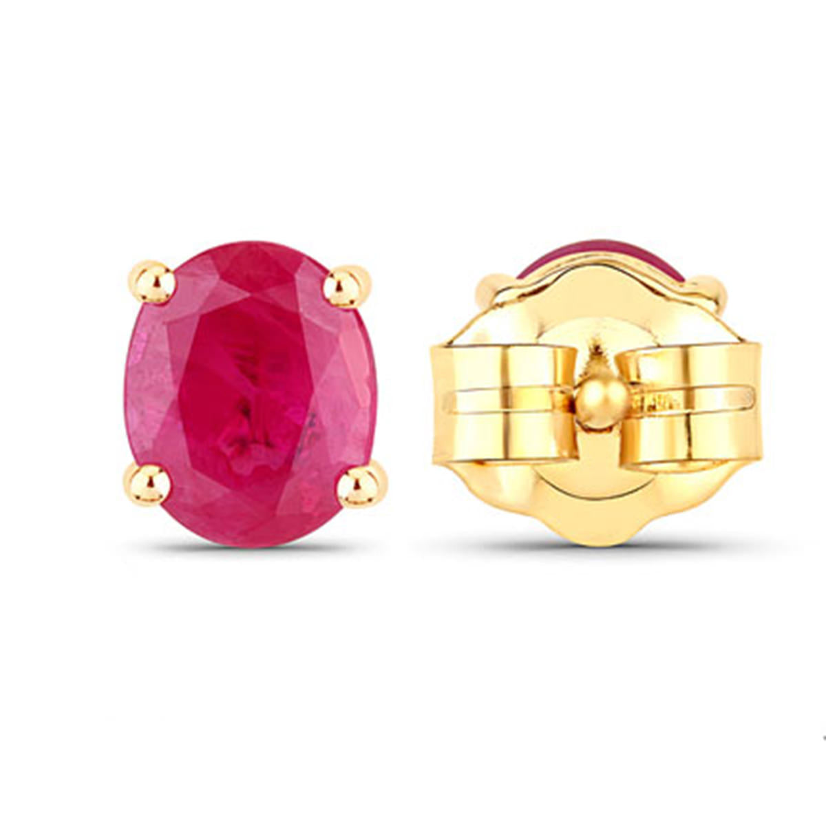 Ruby Stud Earrings 0.58 Carats 14K Yellow Gold