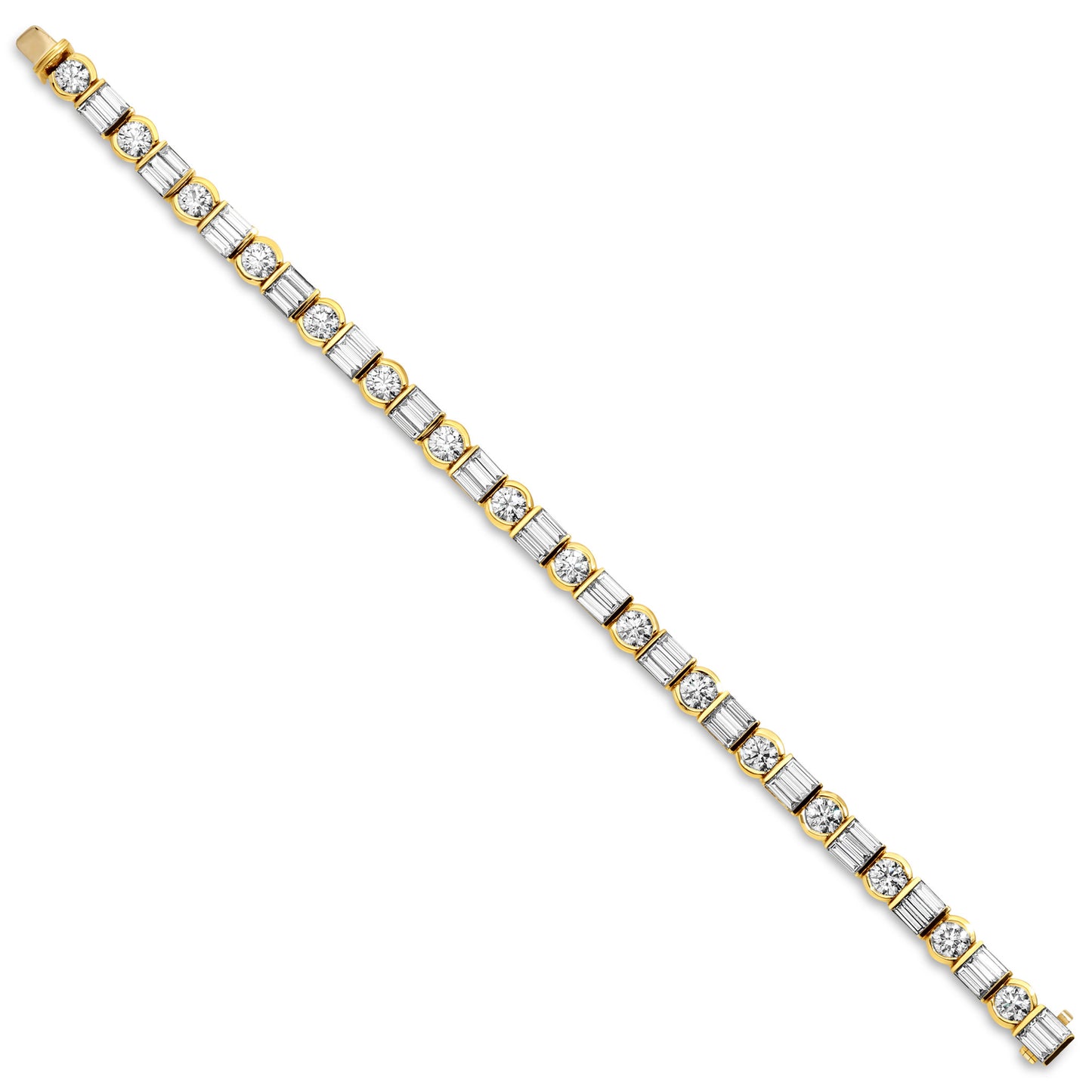 Retro Diamond Bracelet 10.9 Carats 64 Diamonds 18K Yellow Gold