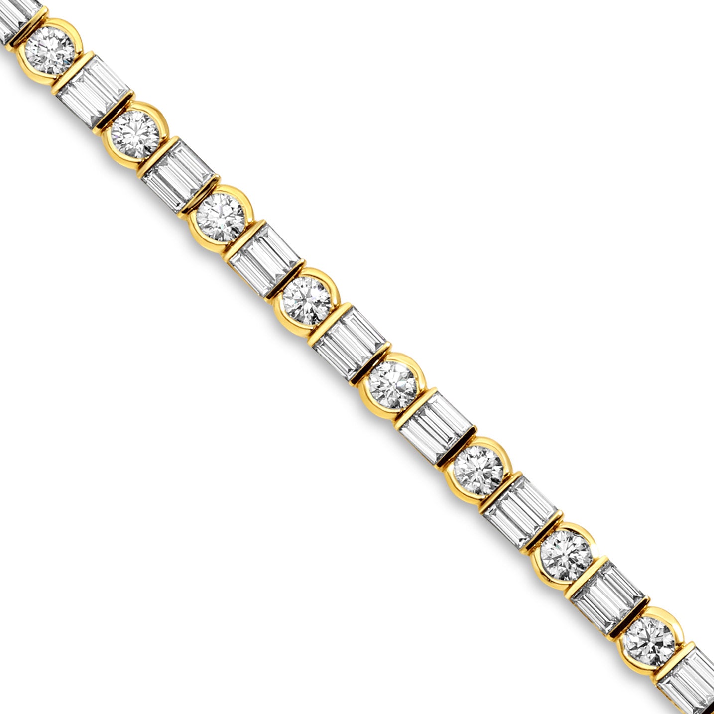 Retro Diamond Bracelet 10.9 Carats 64 Diamonds 18K Yellow Gold