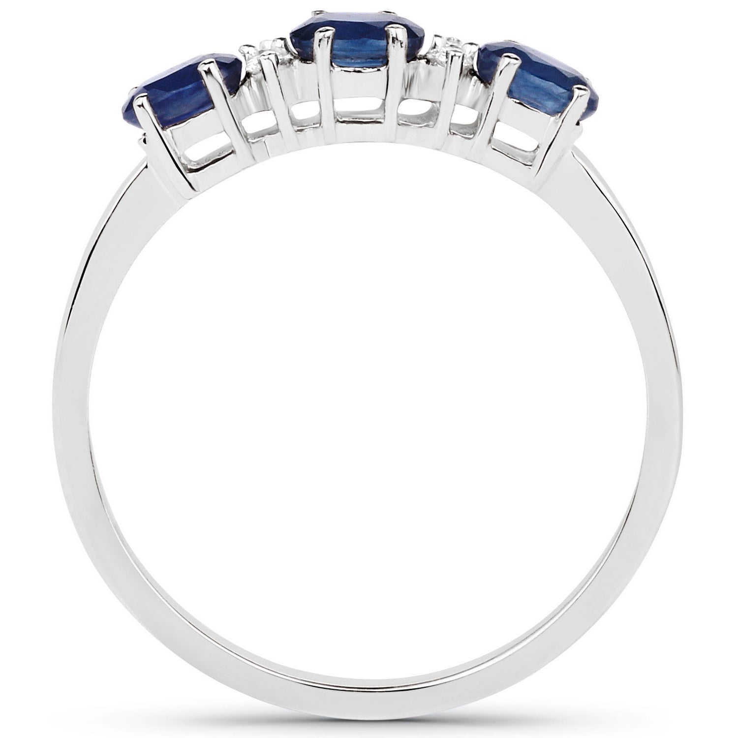 Blue Sapphire Ring With Diamonds 0.66 Carats 10K White Gold