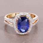 Blue Sapphire Ring With Diamonds 2.78 Carats 18K Yellow Gold