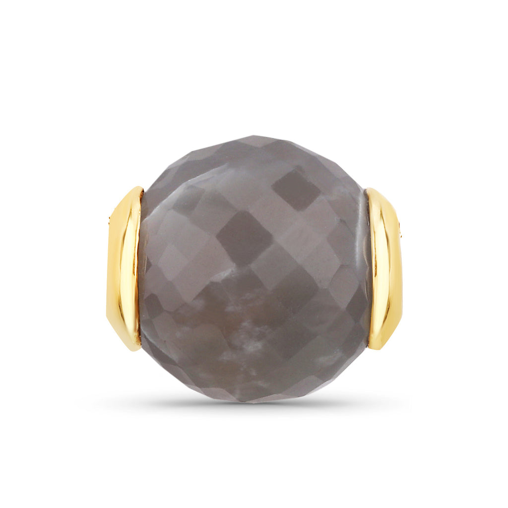 Grey Moonstone Pendant 16.7 Carats Gold Plated Silver