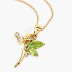 Peridot Fairy Pendant With White Topaz 0.62 Carats Gold Plated Silver