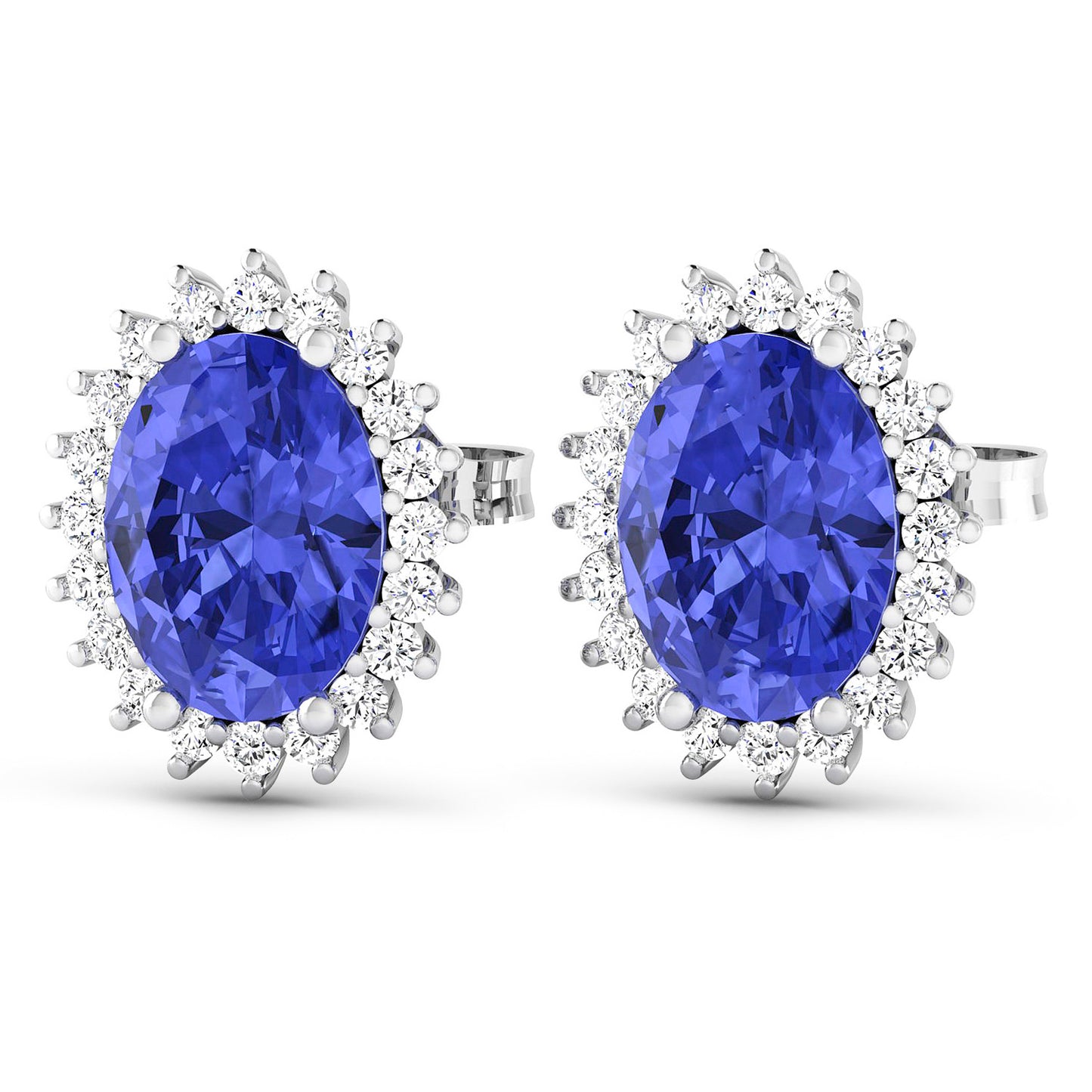 Tanzanite Earrings Diamonds 2.55 Carats 14K White Gold