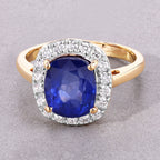 Blue Sapphire Ring With Diamonds 4.34 Carats 18K Yellow Gold