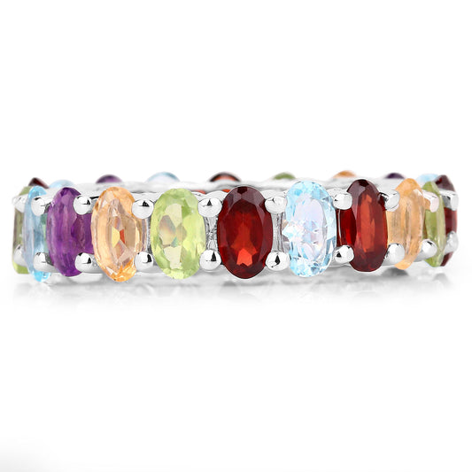 Multicolor Gemstones Eternity Band Ring 5.1 Carats