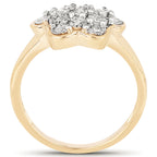 Diamond Flower Ring 0.06 Carats Gold Plated Silver