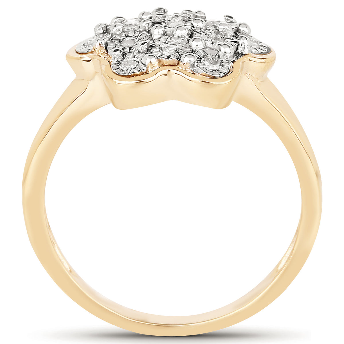 Diamond Flower Ring 0.06 Carats Gold Plated Silver